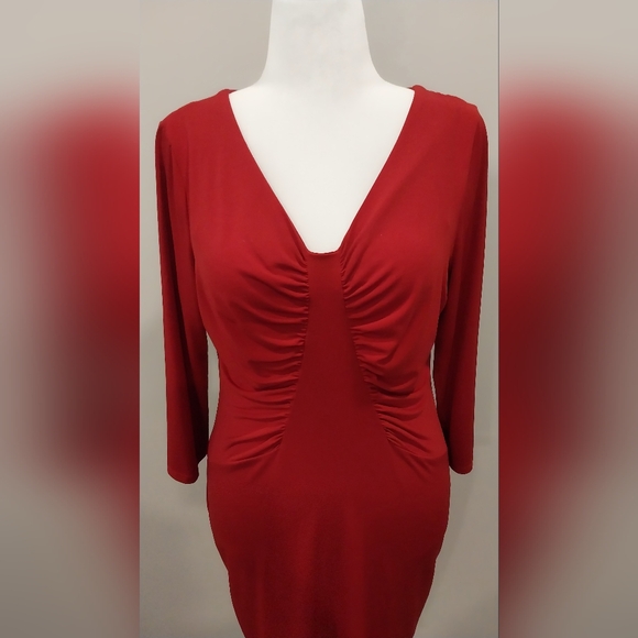 laundry by design Dark Red Ruched Bodycon Dress Size L - Picture 2 of 12